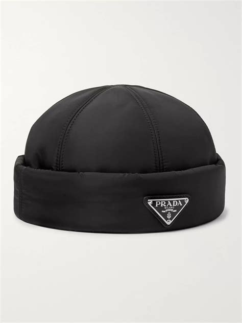 prada padded beanie hat|Prada nylon beanie.